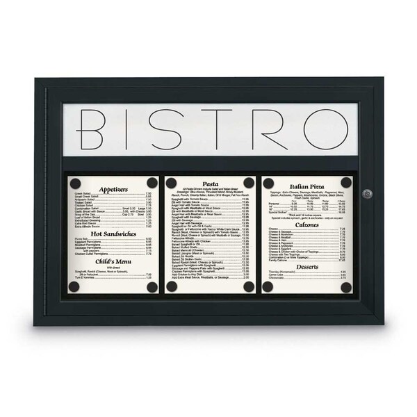 Sliding Door Indoor Enclosed Corkboard, 7, UV9003ACS-BLACK-RUBBER